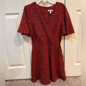 Red Leopard Wrap Dress